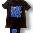 A black t-shirt and shorts set with the words protect your peace on it.