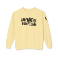 A yellow sweatshirt with the words " weareone doneteam ".