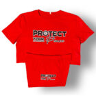 A red t-shirt with the words protect your sister on it.