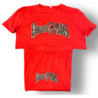A red t-shirt with the words " dubbing omg ".