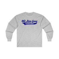 A long sleeve t-shirt with the old man gang logo on it.