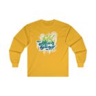 A long sleeve t-shirt with a design of a palm tree.