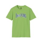 A lime green t-shirt with the word " do not go " on it.