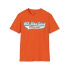 An orange t-shirt with a logo of old man gang