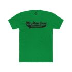 A green t-shirt with an old man gang logo.