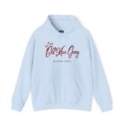 A light blue hoodie with the words " elsie you crazy " written on it.
