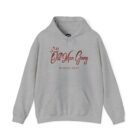 A gray hoodie with the words " blakken gang " written on it.