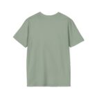 A light green t-shirt with a white logo on the back.