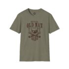 A t-shirt with an old man band logo on it.