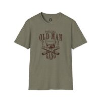 A t-shirt with an old man band logo on it.