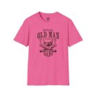A pink t-shirt with an old man gang logo.