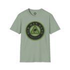 A light green t-shirt with an image of a triangle and the words " our man craig."