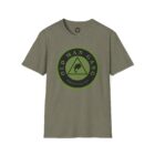 A t-shirt with an image of a triangle and the words " german camp ".
