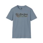 A blue t-shirt with the words old man gang on it.