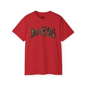 A red t-shirt with the words dragons on it.