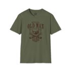 A t-shirt with an old man band logo on it.