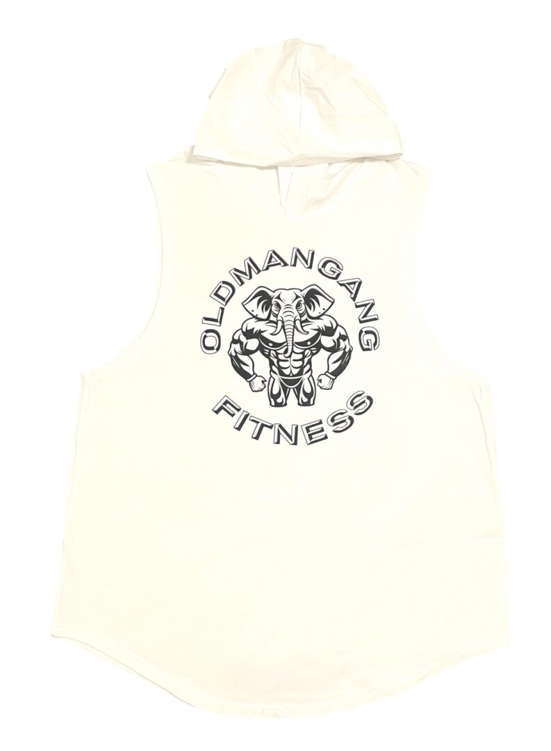 A white sleeveless shirt with an animal on it.