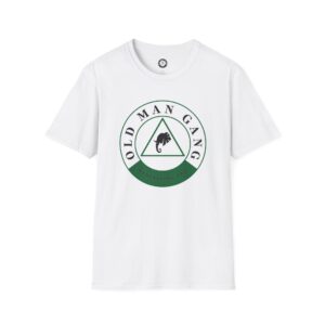 White T-shirt with "Old Man Gang" logo.