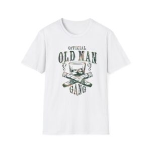 White crewneck featuring whiskey glass and cigars