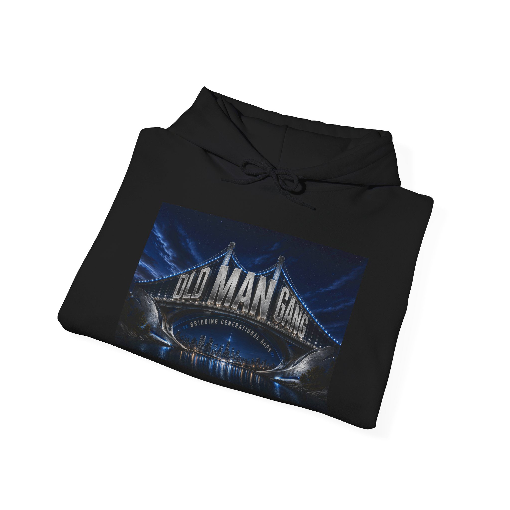 Drawstring sweatshirt featuring illuminated bridge print