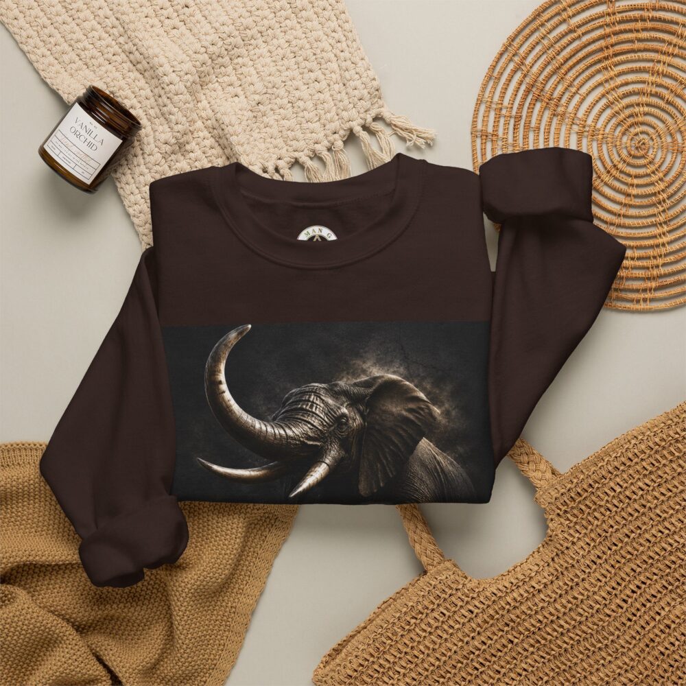 Brown sweatshirt, vanilla orchid candle, woven placemats