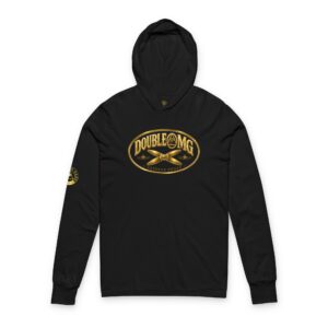 Black hoodie with gold vintage propeller emblem