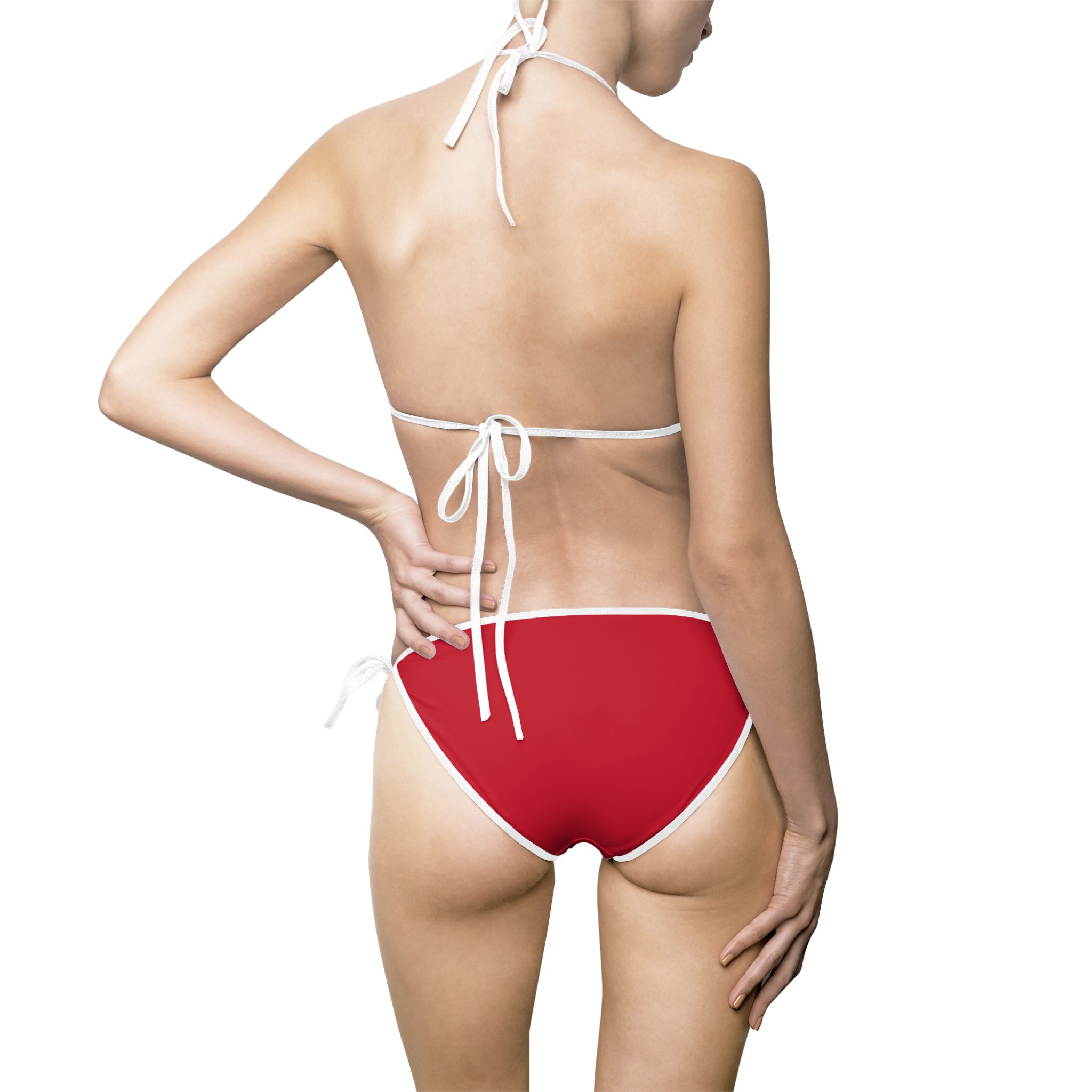Back view of person in red bikini