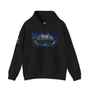 Hooded sweatshirt showing illuminated bridge artwork